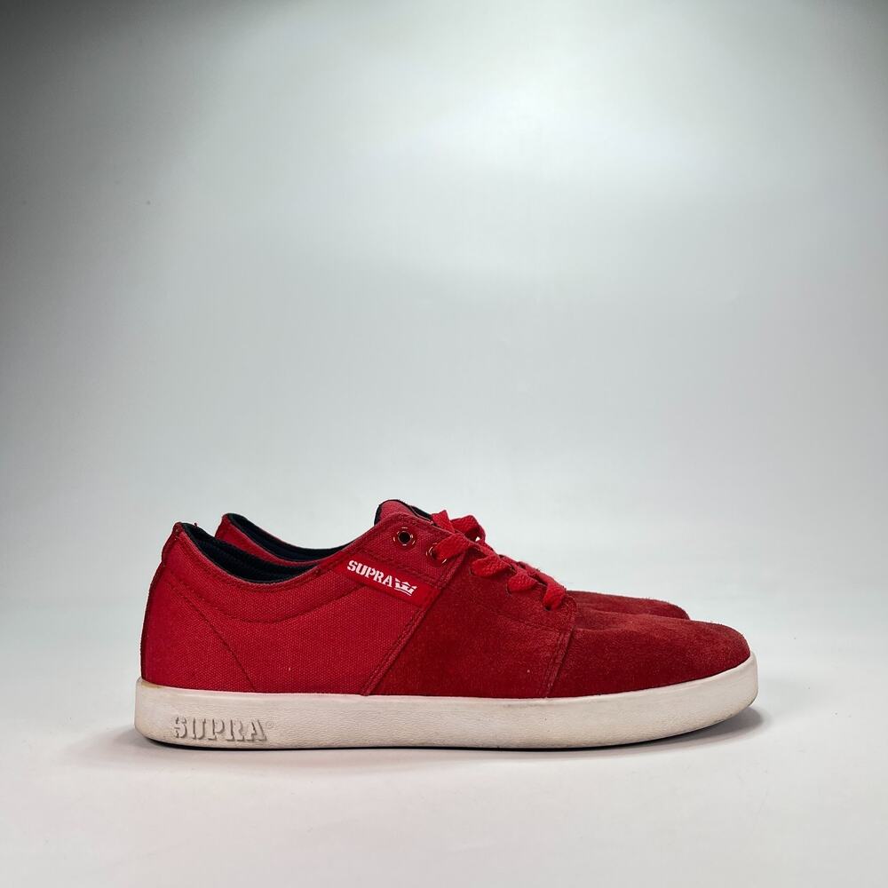 Supra Stacks II Red White Athletic Low Top Skateboarding Shoes Men's Size 8.5